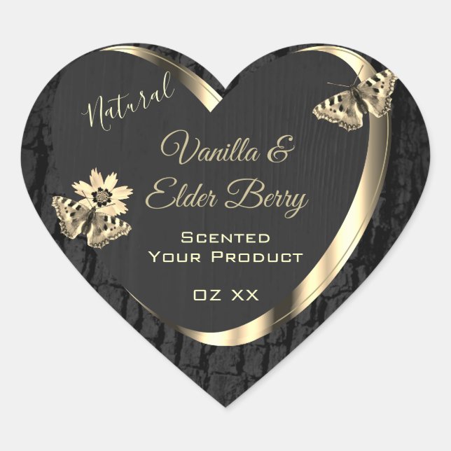 Black Tree Bark and Wood Grain Gold Product Labels (Front)