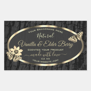 Black Tree Bark and Wood Grain Gold Product Labels