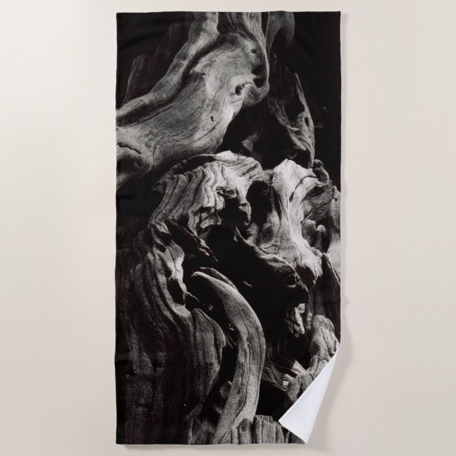 Black Tree Bark Beach Towel (Front)