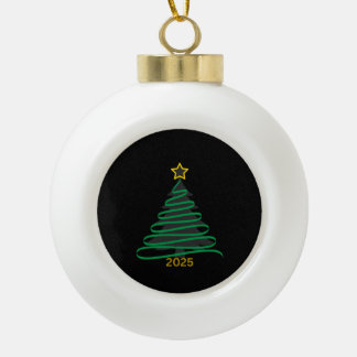 Black Tree Ceramic Ball Christmas Ornament