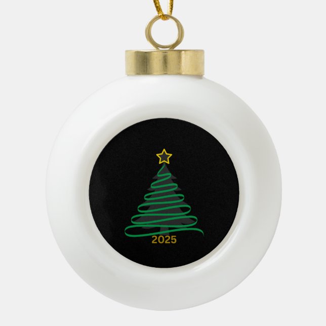 Black Tree Ceramic Ball Christmas Ornament (Front)
