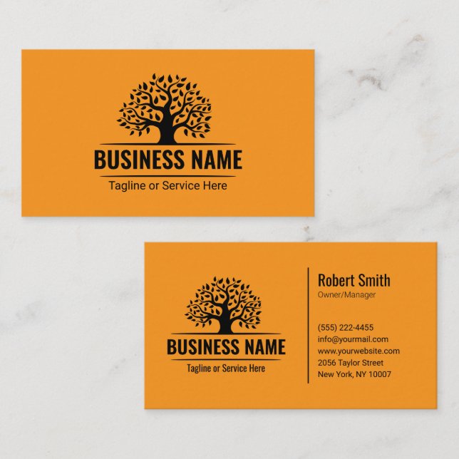 Black Tree Logo Professional Landscaping Business Card (Front/Back)