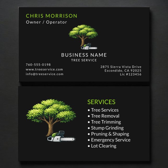Black Tree Services Professional Business Card (Creator Uploaded)