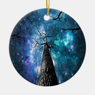 Black Trees Falling Stars Ceramic Tree Decoration