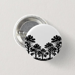 Black Trees Silhouette Round Pin Button