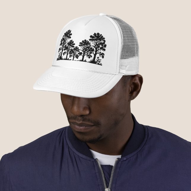 Black Trees Silhouette Trucker Hat (In Situ)