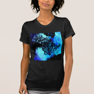 Black Trees Turquoise Periwinkle Space T-Shirt