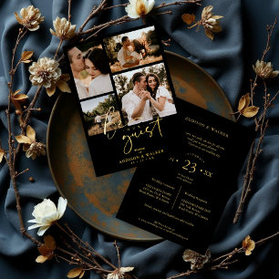 Black Trendy Collage Wedding 4 photos Real Golden