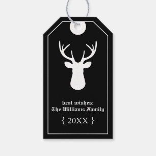 Black Trendy Deer Head Gift Tags