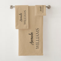 Black Trendy Elegant  First Last Name | Tan Brown 