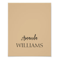 Black Trendy Elegant First Last Name | Tan Brown