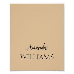 Black Trendy Elegant  First Last Name   Tan Brown  Photo Print