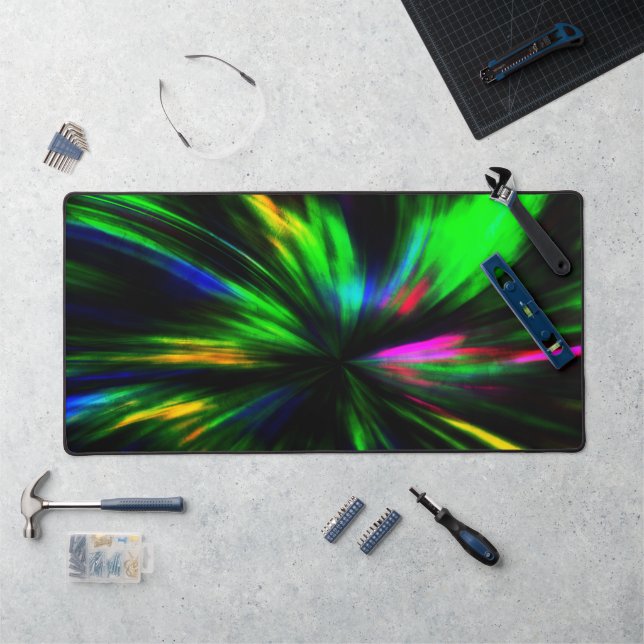 Black Trendy Modern Colour Splash Desk Mat (Workstation)