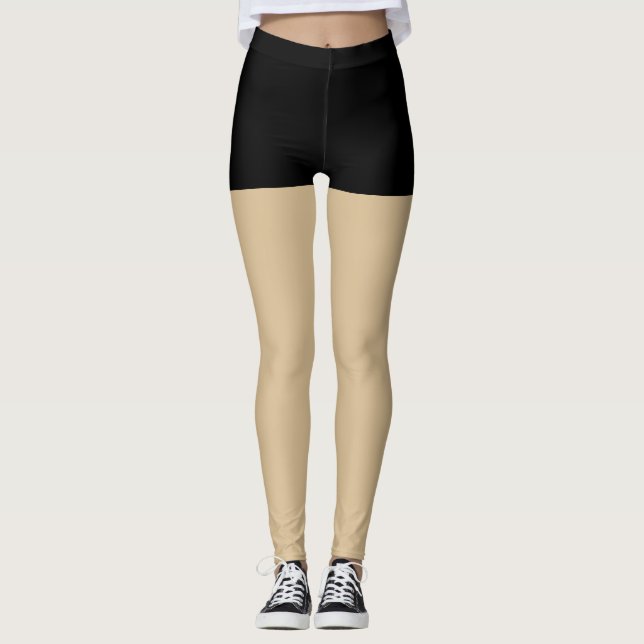 Black trendy modern fake shorts leggings (Front)