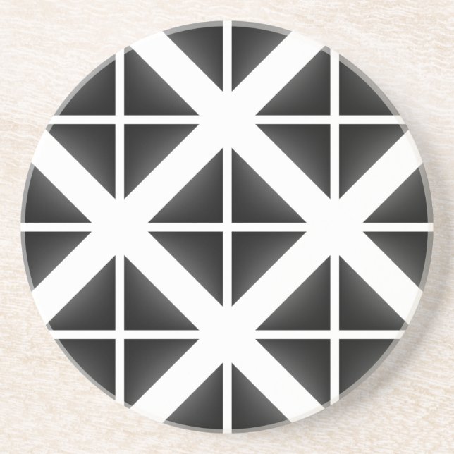 Black Trendy Triangle Pattern Coaster (Front)