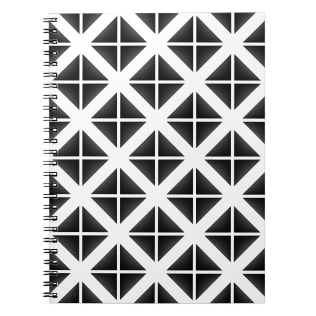 Black Trendy Triangle Pattern Notebook (Front)