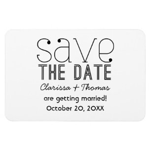 Black Trendy Typography Save the Date Magnet
