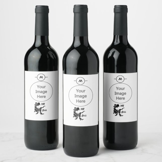 Black Trex the Boss Dino Wine Label (Bottles)