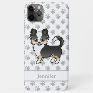 Black Tri Long Coat Chihuahua Cartoon Dog & Name Case-Mate iPhone Case