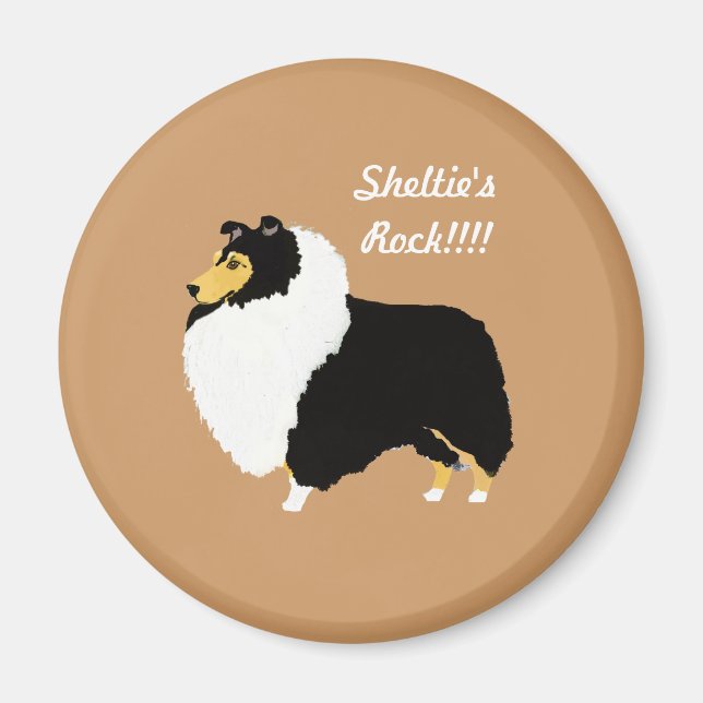Black Tri Shetland Sheepdogs Rock!!! Magnet (Front)