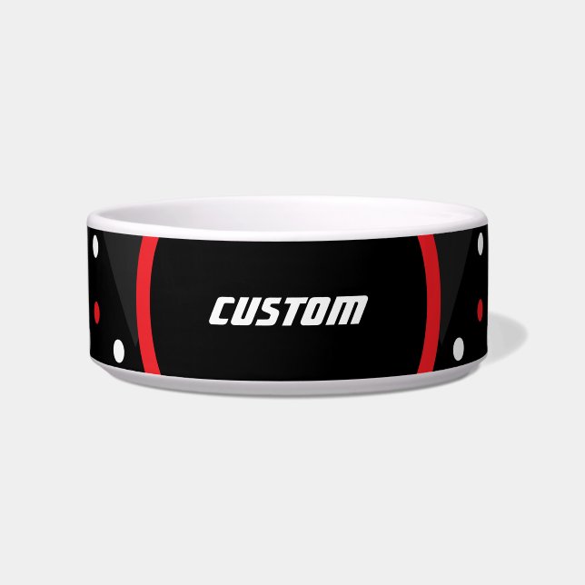 Black Triangle UFO Pattern with Pet Name Bowl (Front)