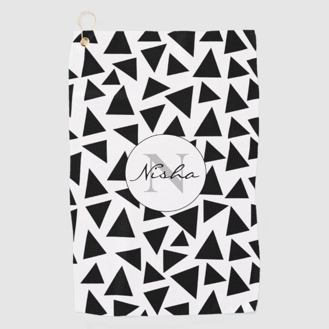Black Triangles Personalised  Golf Towel (Front)