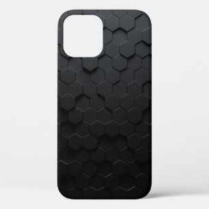 Black triangular abstract background, Grunge surfa iPhone 12 Case