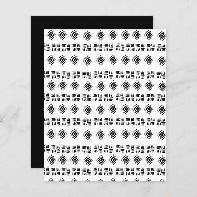 Black Tribal Abstract Markings Scrapbook Paper (Front/Back)