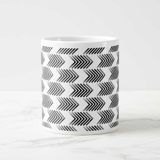 Black Tribal Arrow Pattern Large Coffee Mug (Front)