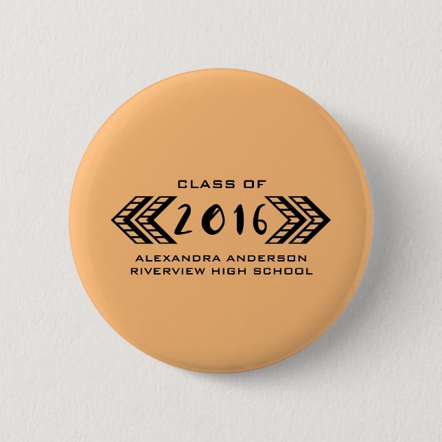 Black Tribal Aztec Graduation Button (Front)
