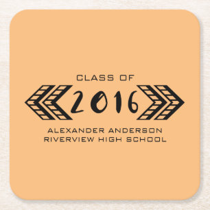 Black Tribal Aztec Graduation Paper Coasters