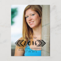 Black Tribal Aztec Photo Graduation Postcard