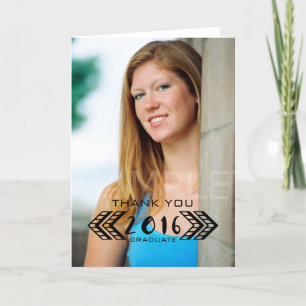Black Tribal Aztec Photo Graduation Thank You Card
