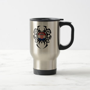 Black Tribal Cracked Croatian Flag Travel Mug