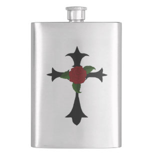 Black Tribal Cross Flask