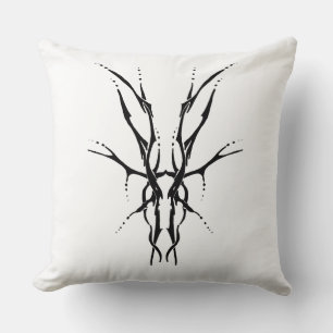 Black Tribal Deer Skull Hunting Design Cushion