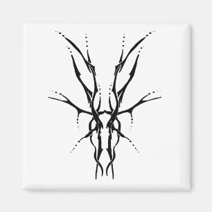 Black Tribal Deer Skull Hunting Design Magnet