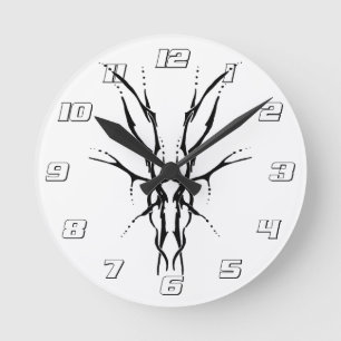 Black Tribal Deer Skull Hunting Design Round Clock