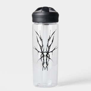Black Tribal Deer Skull Hunting Design Water Bottle