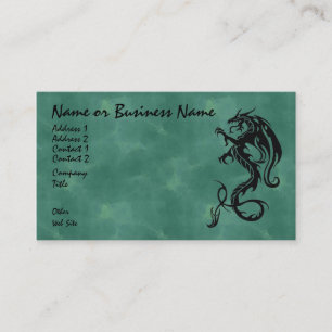 Black Tribal Dragon on Green Business Card