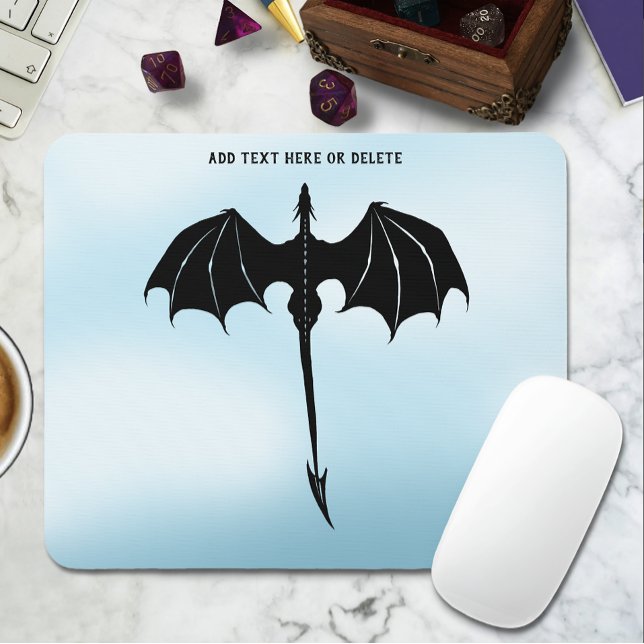 Black Tribal Flight Dragon Fantasy Blue Sky Mouse Pad (Creator Uploaded)