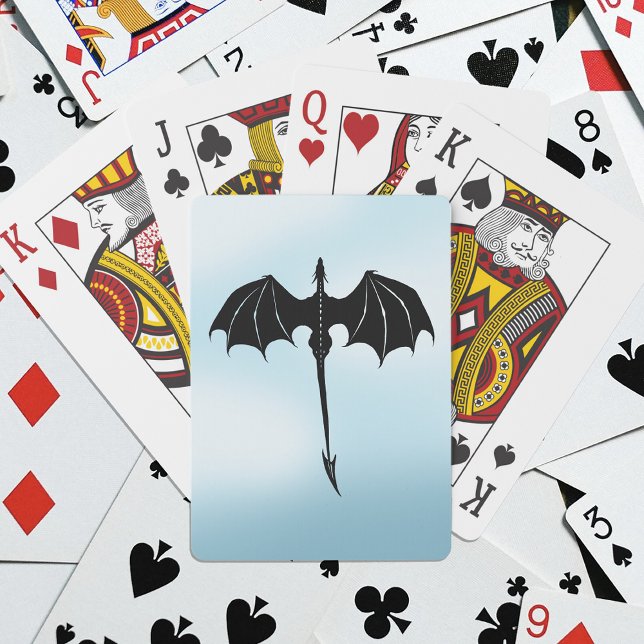 Black Tribal Flight Dragon Fantasy Blue Sky Playing Cards (Creator Uploaded)