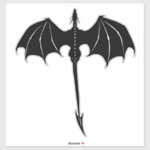 Black Tribal Flight Dragon Fantasy White