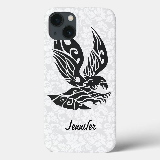 Black Tribal Flying Eagle Illustration Case-Mate iPhone Case (Back)