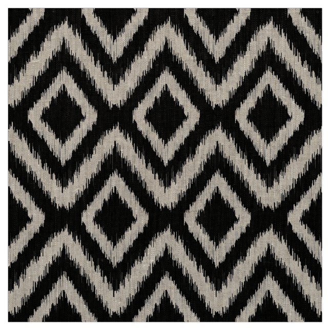 Black Tribal Ikat Chevron Fabric (Swatch)