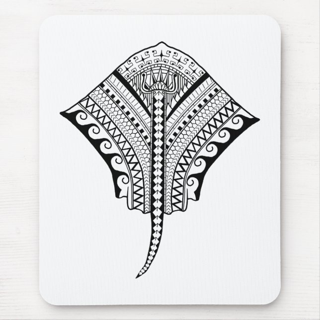 Black Tribal Stingray Manta Ray Mouse Pad (Front)