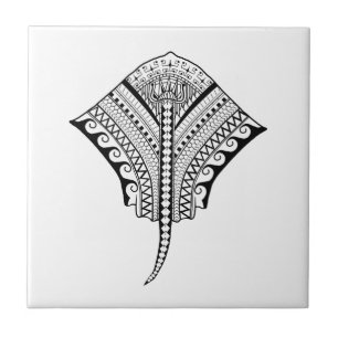 Black Tribal Stingray Manta Ray Tile