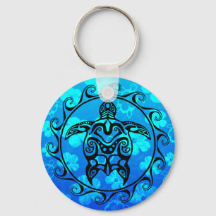 Black Tribal Turtle Key Ring
