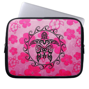 Black Tribal Turtle Laptop Sleeve