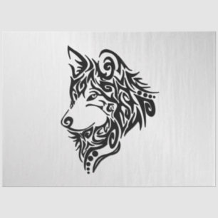 Black Tribal Wolf Tissue Paper